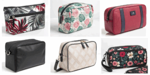 a catalog of different cosmetic bag styles that a