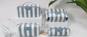 a collection of stylish custom makeup bags with logos