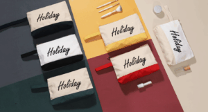 a display of custom and wholesale makeup bags