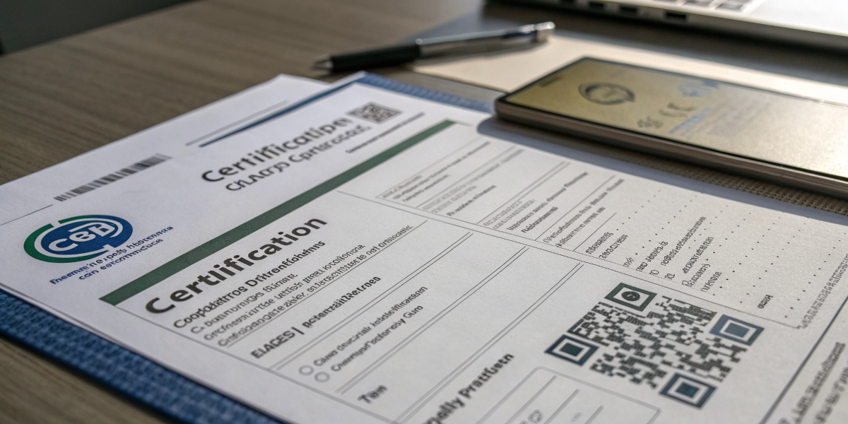 A close-up of a certification document and a [quality inspection](https://en.wikipedia.org/wiki/Inspection_in_manufacturing)[^5] checklist