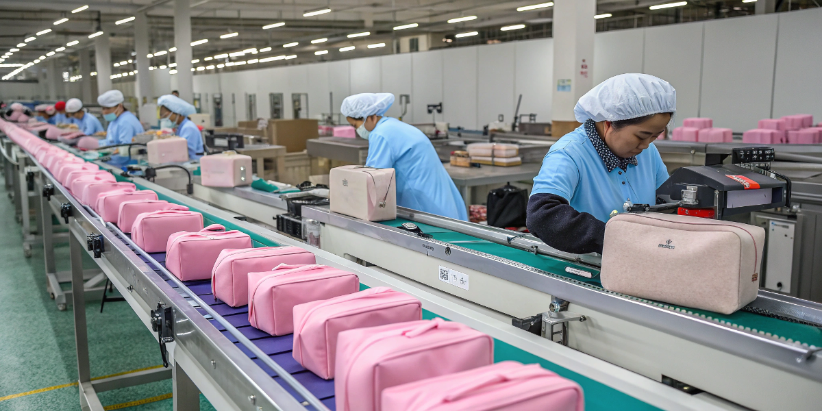 A factory production line moving efficiently