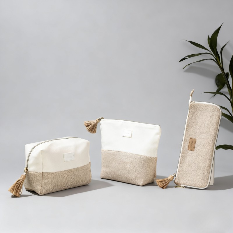 Bamboo Jute Cosmetic Bag Set