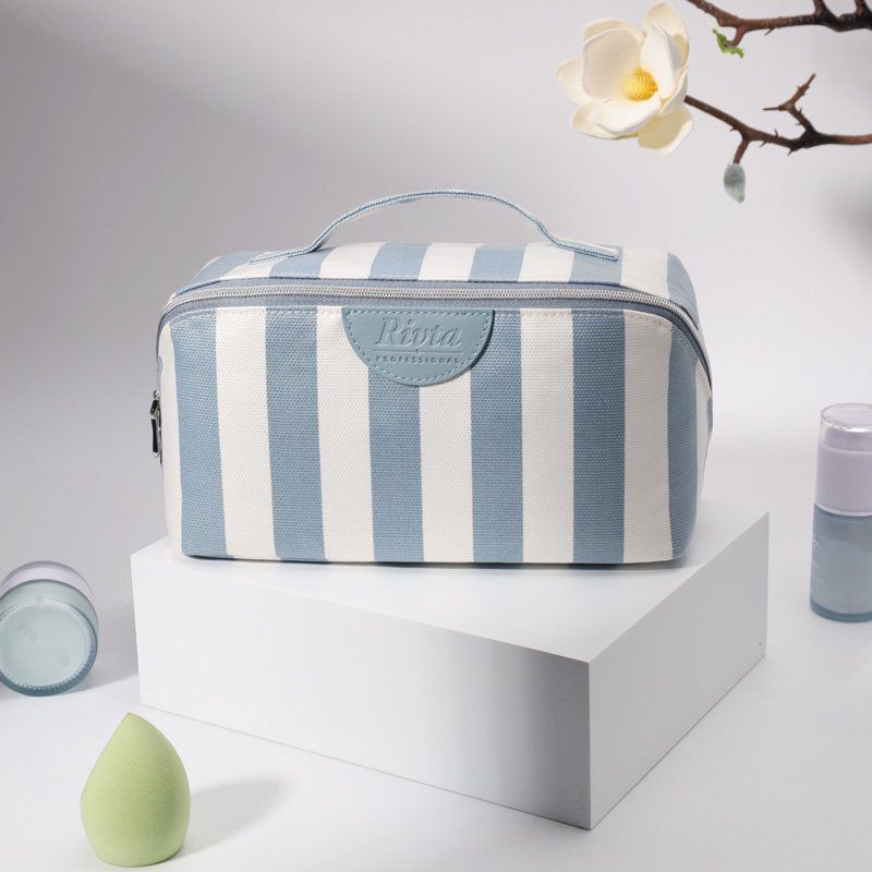 Bamboo stripe toiletry bag route where material story and packing card need claim review