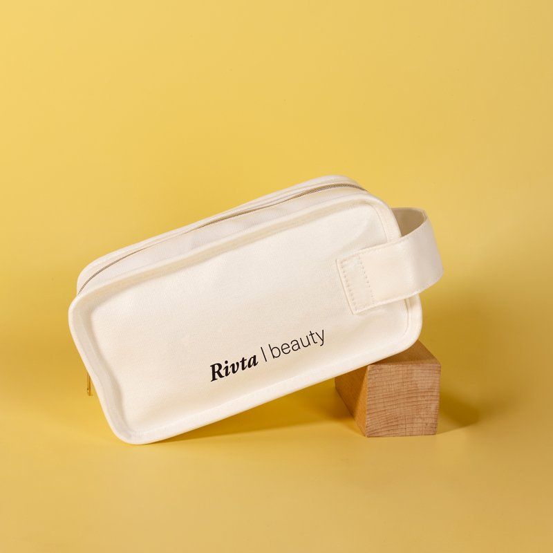Cotton travel toiletry bag route for wellness hotel or beauty private label programs