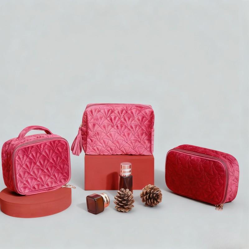 RPET Velvet Quilt Cosmetic Bag Set