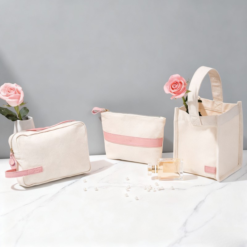 Recycled Cotton Cosmetic Bag Set