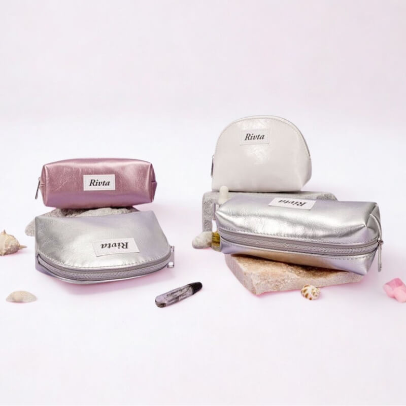 Recycled Leather makeup bag