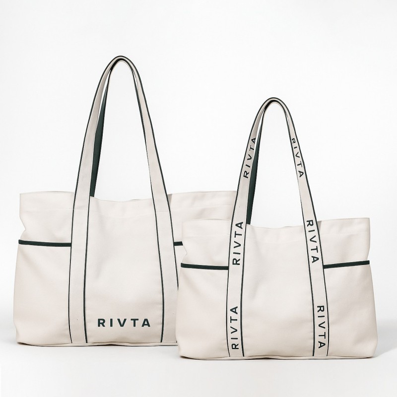 A collection of tote bags showing how one style can be customized for different brands.