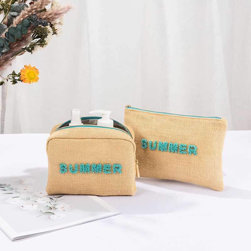 Jute makeup bag