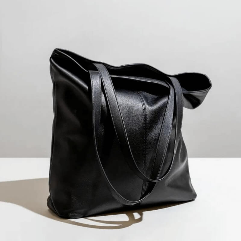 recycled leather tote bag
