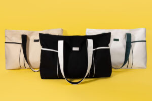 A collection of high-quality custom tote bags showing different materials and craftsmanship