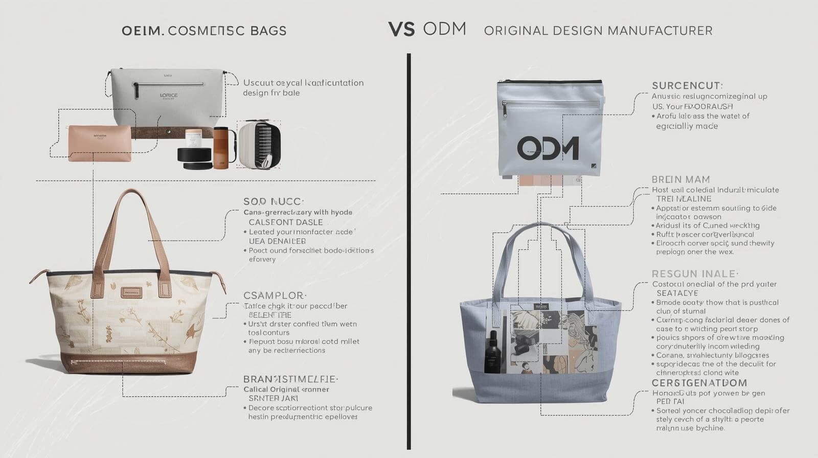 OEM vs ODM manufacturing models for cosmetic and tote bags