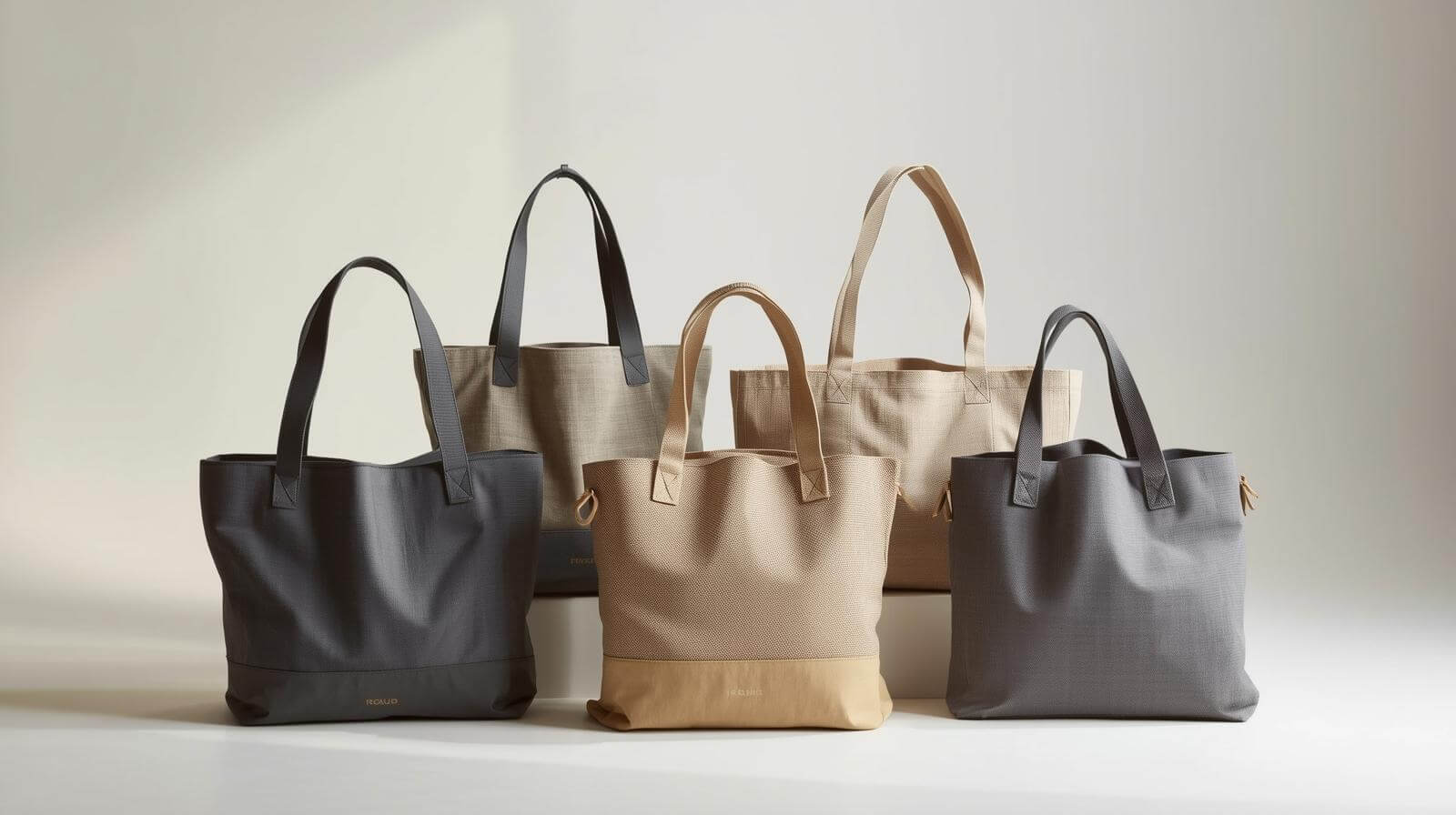 A collection of high-quality, durable eco-friendly tote bags on display