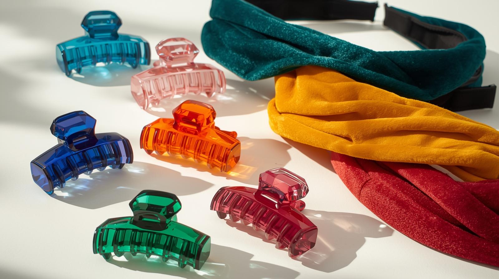 Assorted acetate claw clips for Beauty GWP MOQ and color split planning