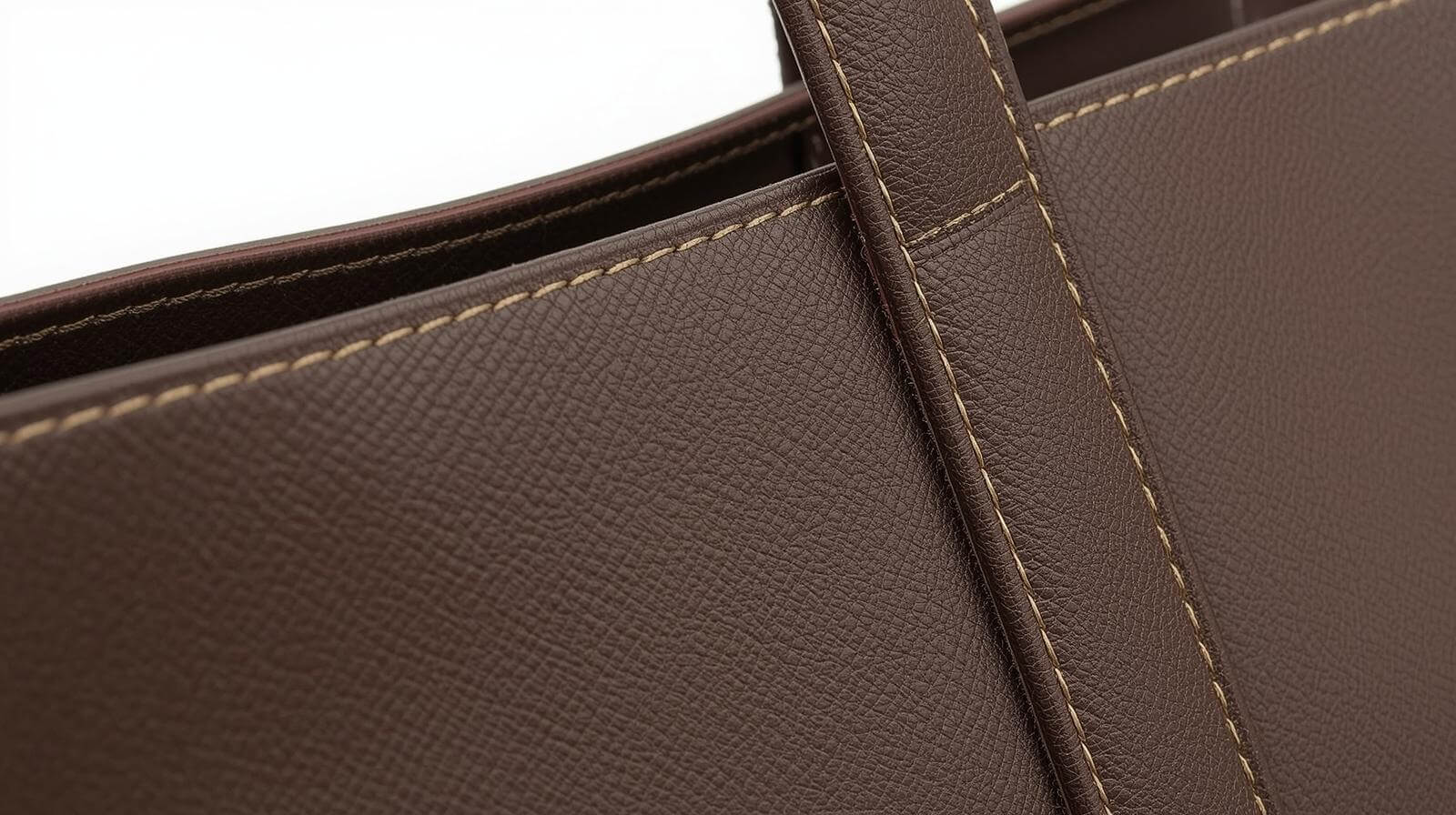 An view of a tote bag showing reinforced stitching and clean seam finishing