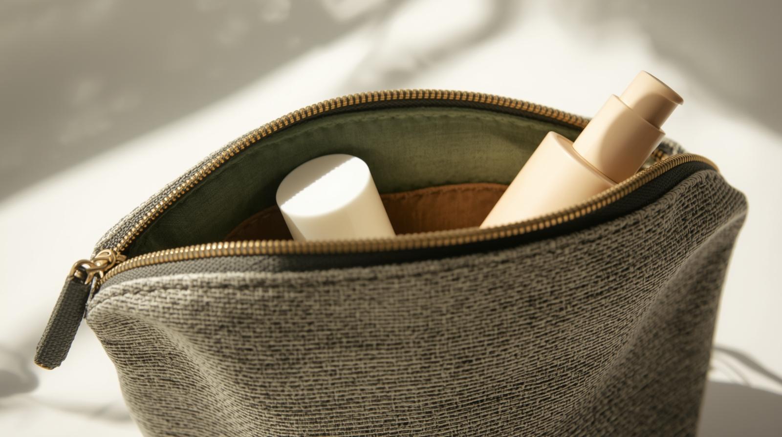 Close-up of an eco-friendly cosmetic bag