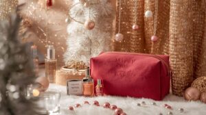 Holiday GWP makeup bag design for Christmas and New Year