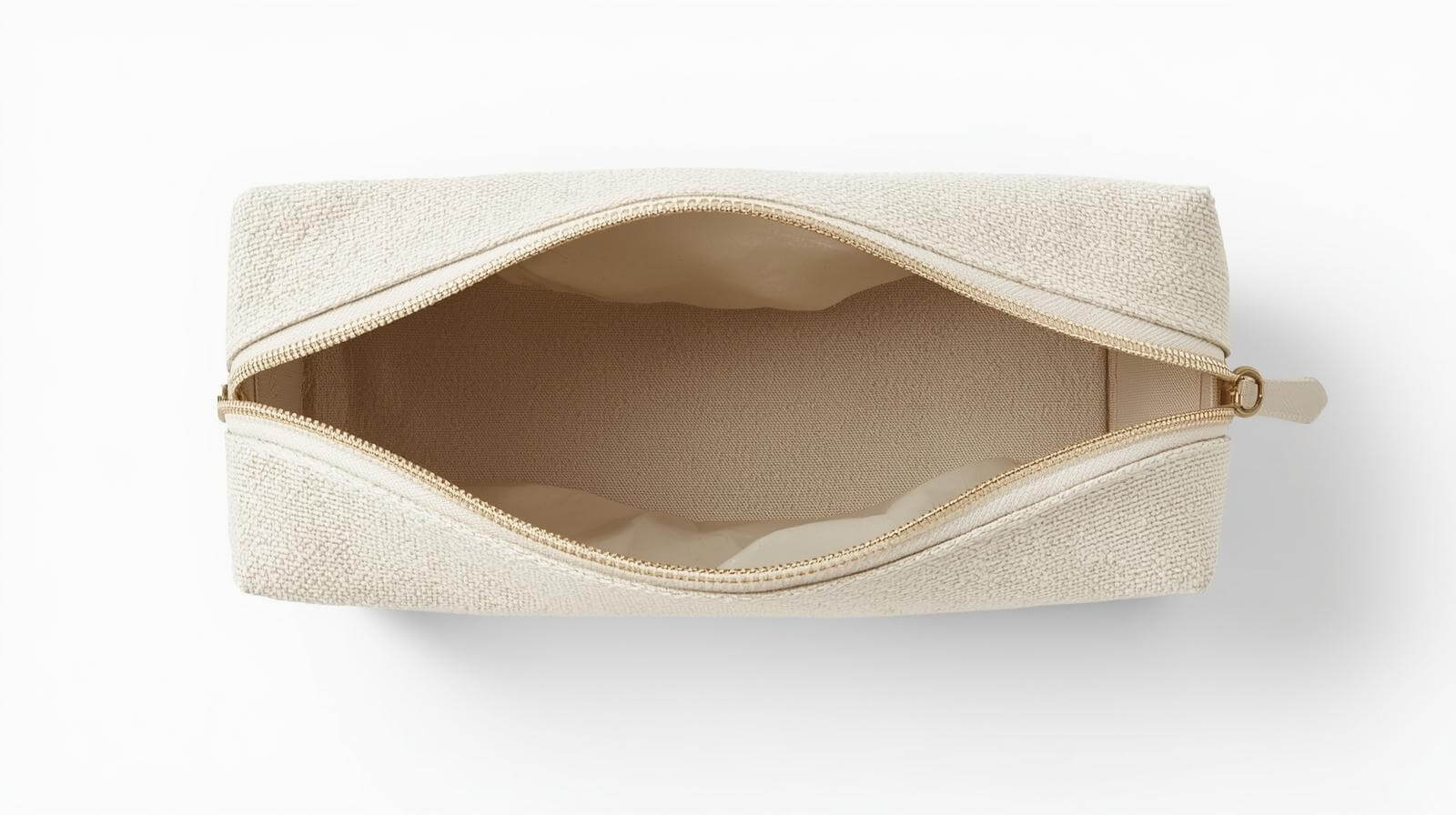 Cosmetic bag water resistant lining detail for beauty GWP spec sheet