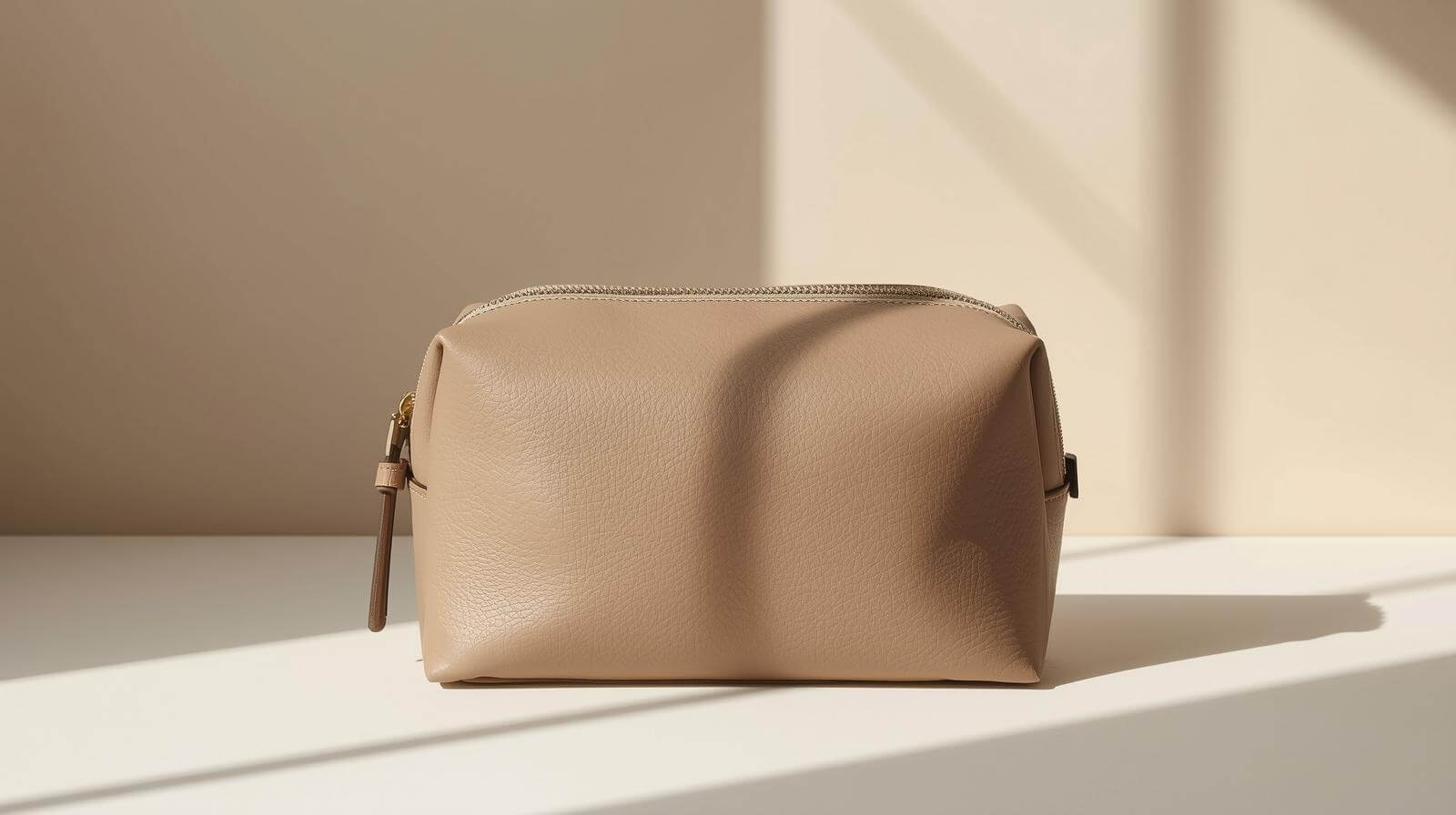 Neutral synthetic leather pouch sample for backing and coating verification