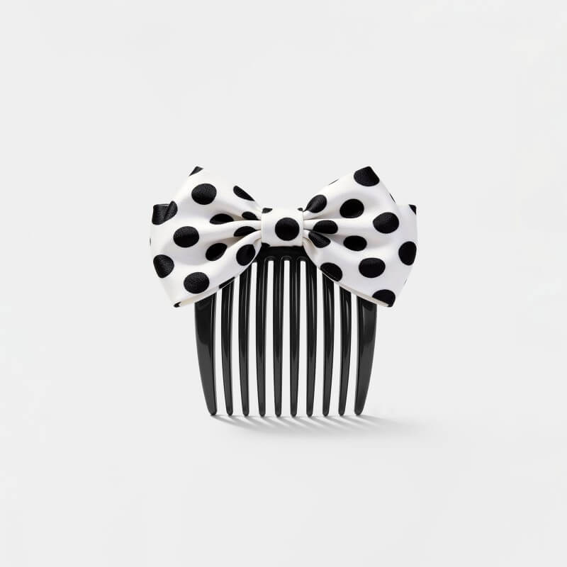 Polka Dot Fabric Bow Comb