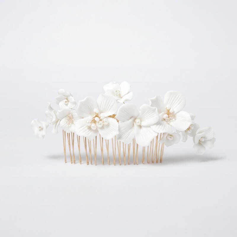 Ceramic Look Flower Comb