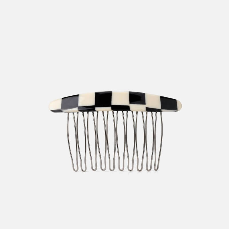 Checkered Pattern Modern Acetate Comb