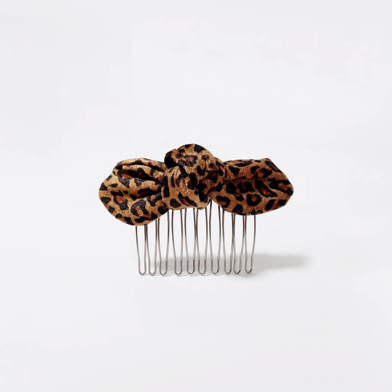 Leopard Print Fabric Wrapped Comb