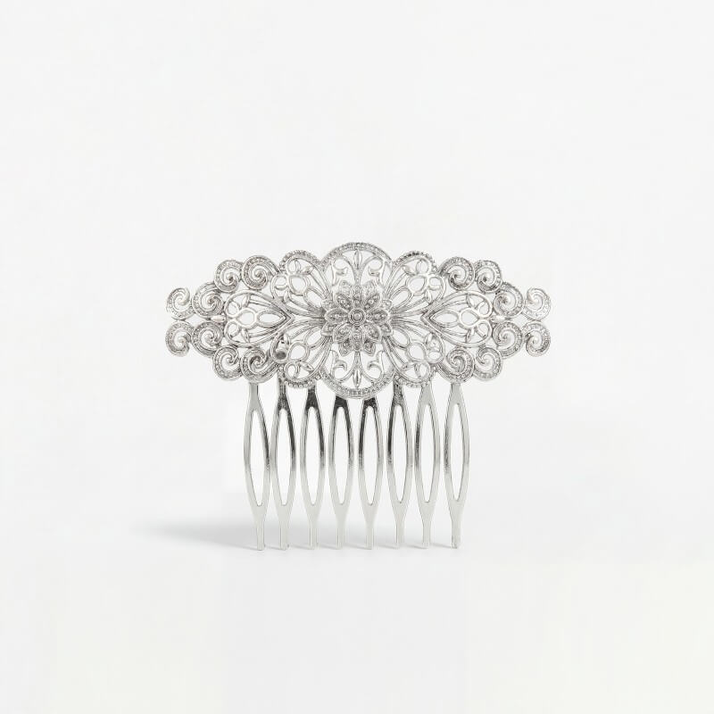 Silver Filigree Intricate Metal Comb