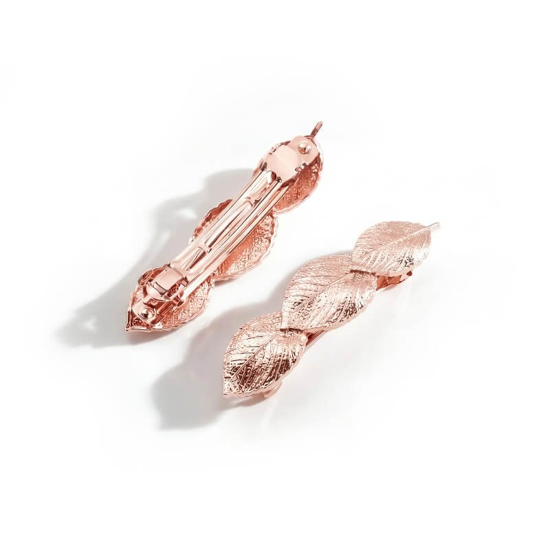 Rose Gold Leaf Branch Barrette