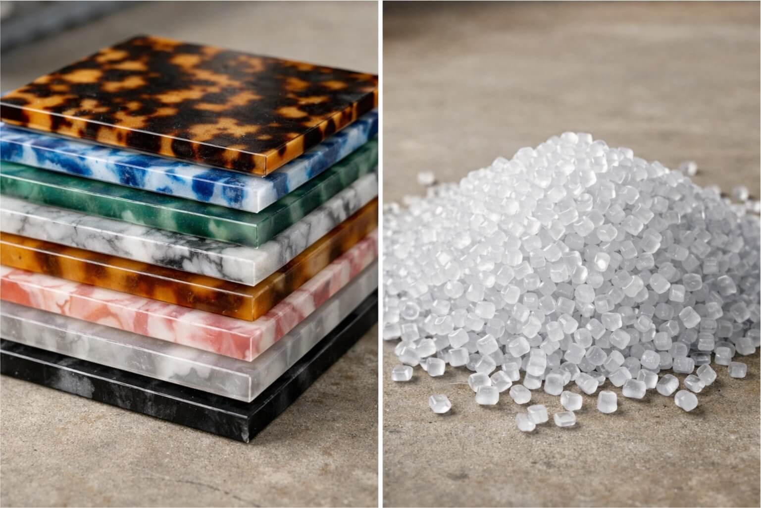 Cellulose acetate sheets and raw pellets for material verification discussion