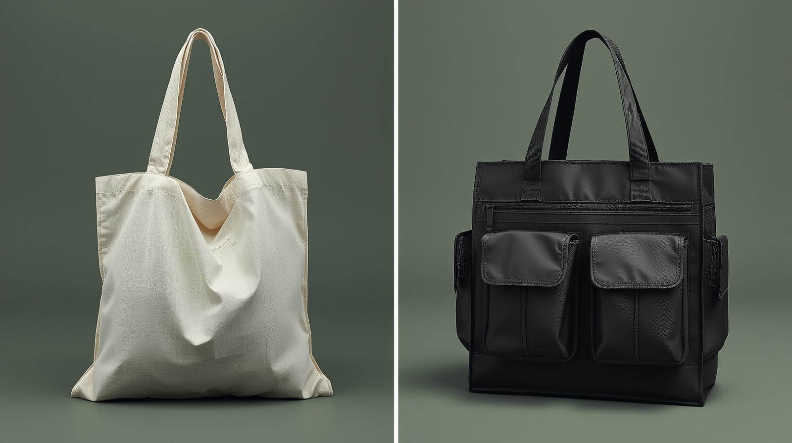 Simple shopping tote versus structured retail tote route