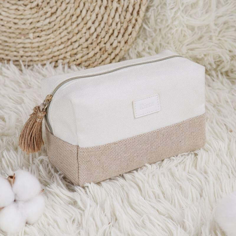 bamboo jute cosmetic bag