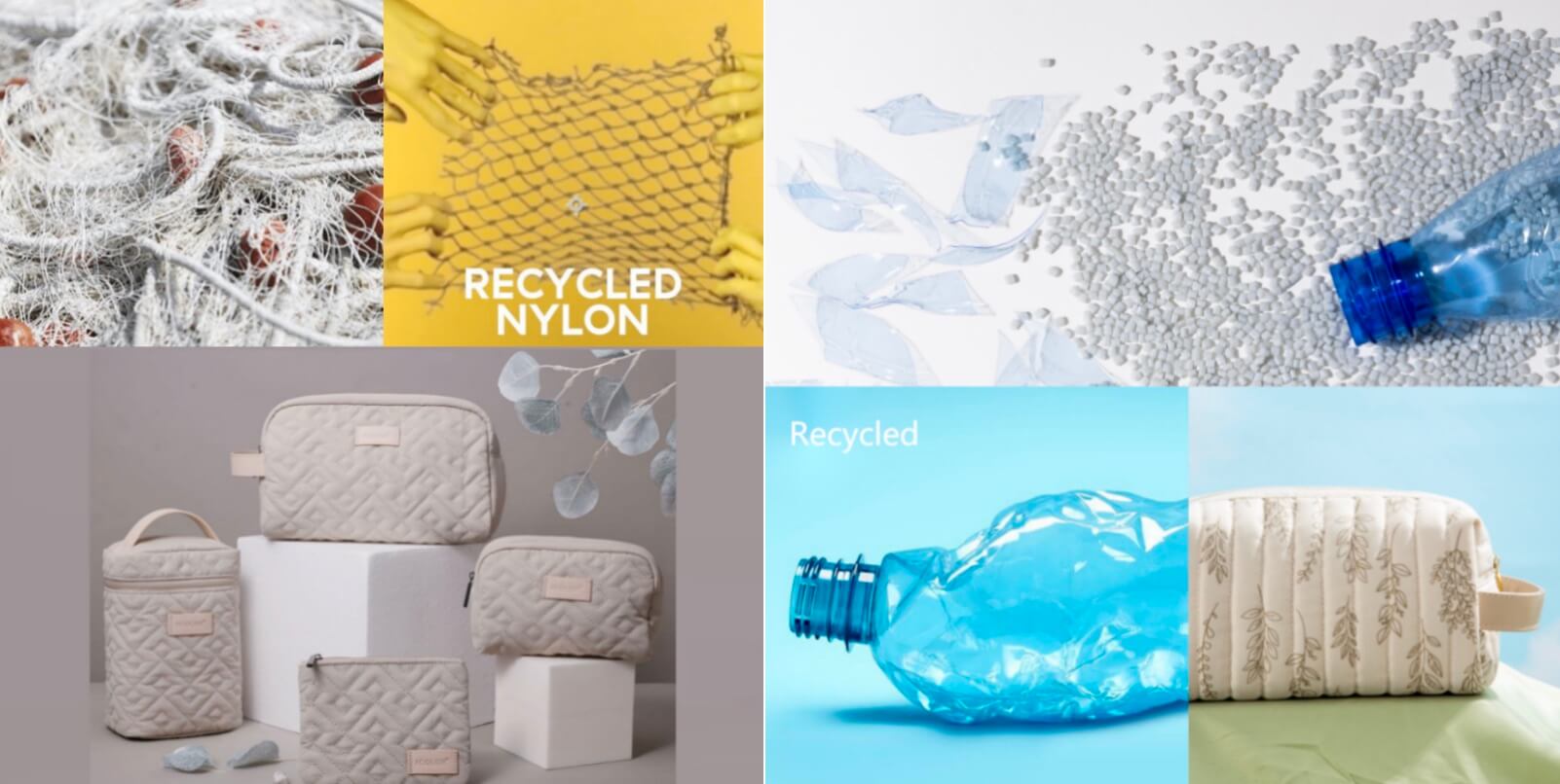 designing sustainable cosmetic bags with recycled RPET materials