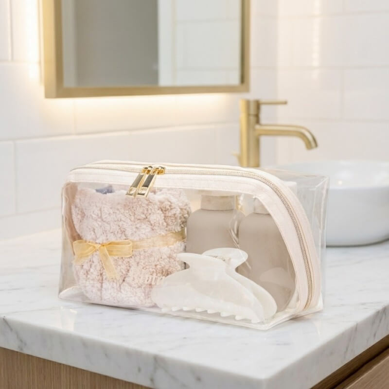 Clear TPU makeup bag sample route for beauty GWP material review