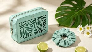 custom scrunchie cosmetic bag GWP coordinated set beauty brand