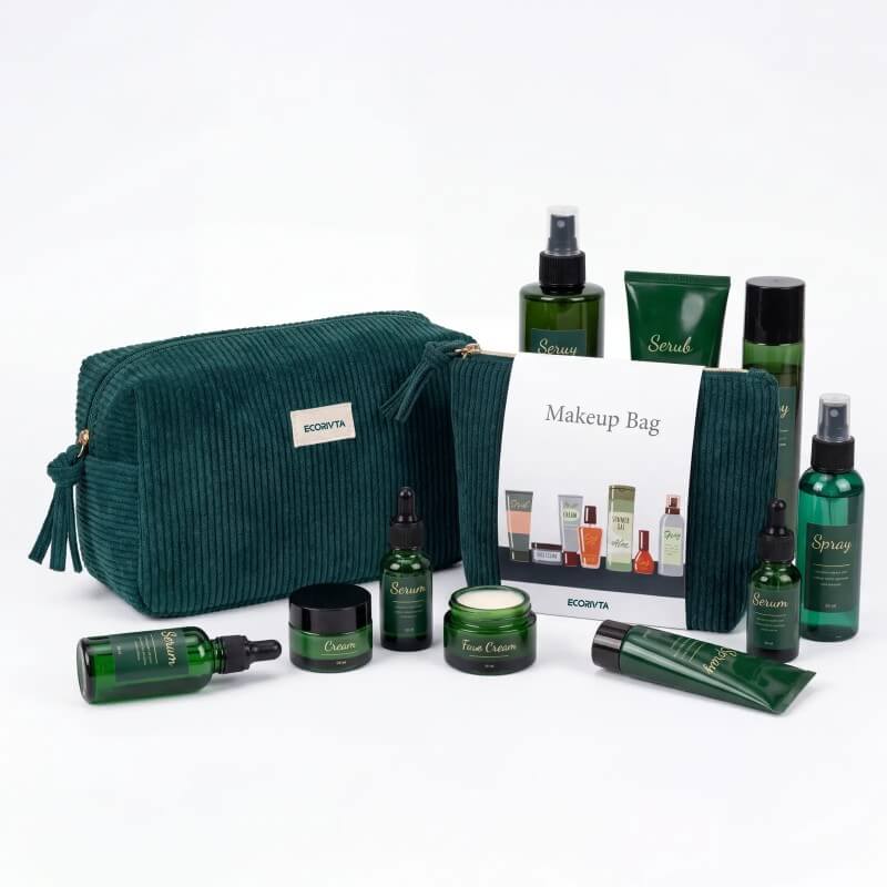 Beauty campaign bag route where existing structure, new material and custom packing can be combined