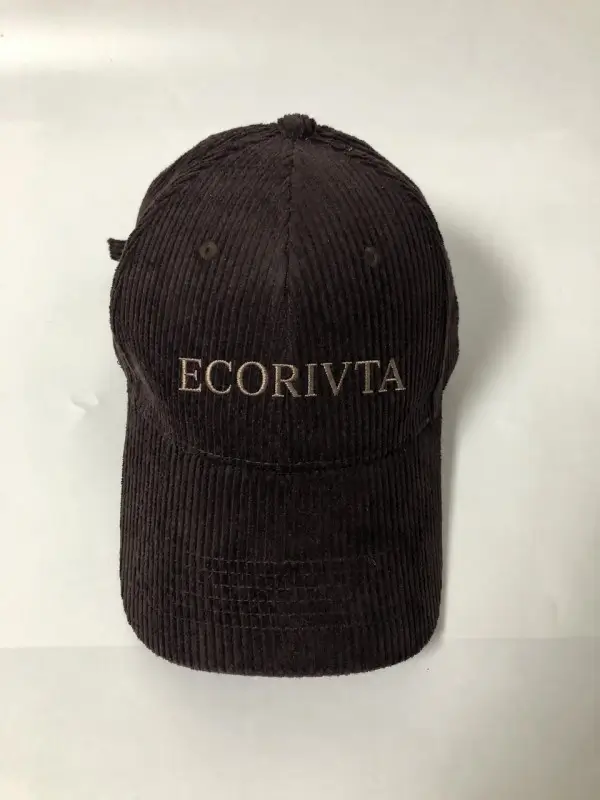 Anonymized cotton corduroy GWP cap sample with embroidery placement review