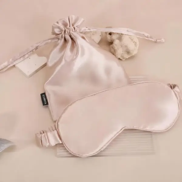 Light satin eye mask and pouch from a 5,000-piece filling thickness correction project