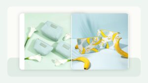 Centered vegan GWP pouch hero with eco cosmetic pouch and sustainable printed pouch samples