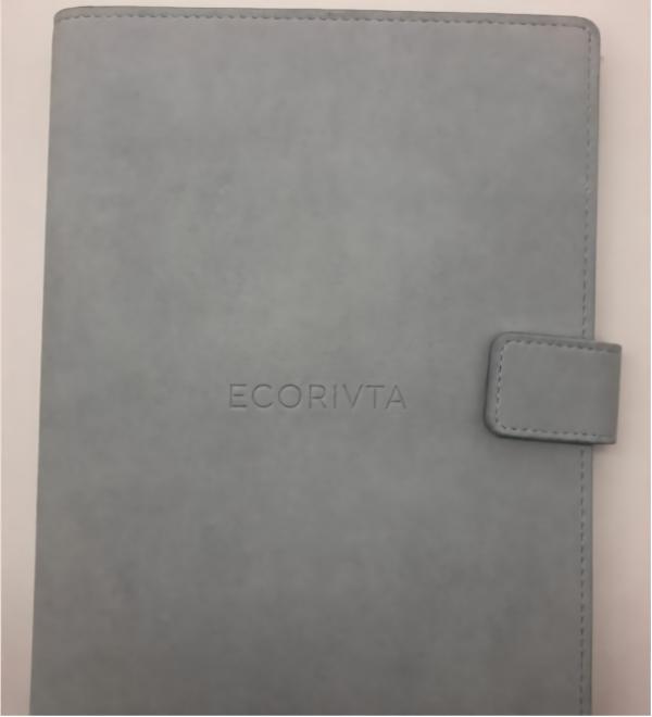 Anonymized A5 suede notebook for a 5,000-piece beauty-brand gift order